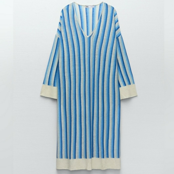 Zara | NWOT Striped Linen Knit Tunic and Pant Set - Picture 15 of 16